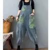 Le tute femminile Romper patchwork salti in denim per donne pantaloni a gamba in stile coreano pantaloni larghi