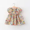 Robes de fille Summer Baby Girls Robe Pouffée Gouches décalées Backless Round Round A-Line Sweet Princess Birthday Party