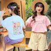 T-Shirts Korean Summer Top Teenage Girls T-Shirt Childrens Clothing Teenage Girls Mode Top Street Kleidung Junior Girls Sport Shirt240509