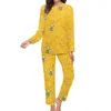 Women's Sleepwear Hives Print Pajamas Honey Bee 2 Pieces Casual Set Female Long-Sleeve Warm Oversized