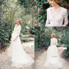 Garden Bohemian Dresses Country Boho Lace Wedding Half Long Sleeve Deep V Neck Bridal Gowns Puffy Tulle Skirt Custom Made 0510