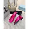 고품질 두꺼운 발 뒤꿈치 슬리퍼 패션 특허용 다이아몬드 페이스 하이힐 8.5cm 럭셔리 디자이너 여성 웨딩 신발 35-41