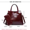 Sacs à bandouliers Femmes sacs à main régler un sac de grande capacité portefeuille Femelle Crocodile Black Red Patent Cuir