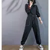 Jumpsuits voor dames rompreren vrouwen jumpsuits los Harajuku rechte broek één stuk outfit vrouwen lange slve werkkleding Koreaanse stijl casual vintage playsuits y240510