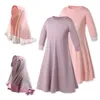 衣類セット長袖の色付きのフリルレースドレスボウヘッドバンド2ピース子供の娘の春と秋のためのセット
