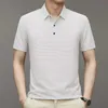 メンズポロスアイスフリーポロシャツ襟付きスリムフィットビジネスカジュアルな短袖Tシャツソリッドカラーボタンアップサマーメンズ衣類Q240509