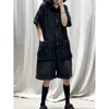 Women's Jumpsuits Rompers Denim Jumpsuits Loose Korean Fashion Casual Shorts Solid Playsuits One Piece Outfits Women Clothing Oversized Wide Leg Pants Y240510