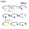 Nipple Rings HONGTU 10pcs Circular Horseshoe Ring Nose Septum Ring Lip Rings Earrings 16g Steel Acrylic Piercing Body Jewelry Wholesale Y240510