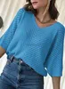 Women's Plus Size Sweaters Women's 2024 Summer and Spring Casual 3/4 Sleeves Solid Color V-Neck Loose Pullover Knitted Autumn Sweater Top Fashion top