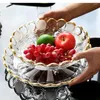 Plattor Crystal Glass Fruit Plate Nordic Light Luxury High-End Creative Modern Living Room soffbord Hem Large