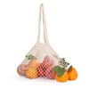 Sacs à provisions 2024 Coton Mesh Net String Sac réutilisable Fruit pliable Rangement à main sac à main