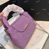 Portable Designer Femmes Bac Sac Makeup Tweed Purple Sac de maquillage Sparkling Sac à main