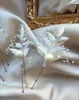 Decorative Flowers Elegant Dried Flower HairPins With Pearls Bridal Hair Accessories Boho Wedding Babys Breath Pins White