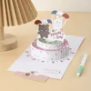Nieuwe gelukkige verjaardag 3d driedimensionale vouwtaart cartoon wenskaart meisje verjaardag wenskaarten cadeaubon met envelope3d cake verjaardagskaart
