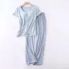 Struttura da donna Sleep Summer Stripe Women Sleep Lounge Sleap Wear Short Short Sheeved Set Set poliestere 3xl abiti da casa con petto imbottito