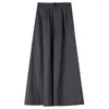 Skirts High Waist Striped Vintage Thicken Woollen Maxi Skirt For Woman 2024 Winter Casual Loose Big Size A-Line Female