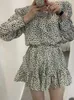 Robes décontractées chicment vintage Leopard Imprimé slim Femmes de taille automne