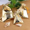 3PCS Wrap Prezent 25pcs 7x9/9x12/10x15 cm Pakowanie Pakowanie Worki na prezenty Gold Color Biżderska Torba Weddna Prezenta