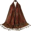 Sjaals paisley bloemen grens pashmina zijden sjaal sjaalverpakking deken omkeerbare klassieke dames 70x180 cm 200g q240509