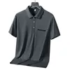 Men's Polos Smart Casual Short Sleeve Polo Shirt For Mens Summer Leisure Loose Breathable Ice Silk Tops Men Button-up Lapel Pullovers