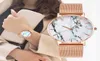 Fashion Rose Gold Mesh Band Creative Marble Femme Femme Watch Luxury Femmes Quartz Montrez des cadeaux Regio Féminino Drop 2112287360201