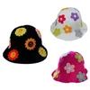 Boinas 50JB Acesso à pele larga larga balde de primavera chapéu de crochê Floral Fisherman Hats