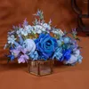 Saç klipleri moda mavi ipek çiçek headhoop yapay çiçekler kafa bandı çelenk çember kafa bantları tatil parti aksesuarları hediye
