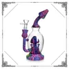 7,8 pouces Pipe d'eau Bong Silicone Bubbler Round Base Fumer Pipes Dab Rig Oil Riches en verre Bongs Tobacs avec bol en verre