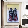 Resimler Modern iti sanat yüksek topuk ayakkabı posterler ve baskılar tuval duvar resimleri oturma odası ev dekor cuadros çerçeve damlası de dh8ac