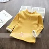 티셔츠 소녀 벨벳 바닥 스웨터 겨울 낮잠 따뜻함 긴 슬리브 티셔츠 아동 양모 스웨터 2405