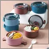 Dinnerware Sets Dinnerware Sets Health Plastic Lunch Box Japanese Microwave Heating Bento Kids School Office Portable Outdoor Leak-Pro Dhz9R