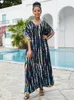 Sommer Casual Plus Size Kaftan Striped Print Batwing Sleeve House Kleid Frauen Strandkleidung Badeanzug Cover Up Outfit