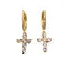 Stud Earrings SpringLady Luxury 925 Sterling Silver High Carbon Diamond Cross Shape Dangle Drop 18K Yellow Gold Plated Fine Jewelry