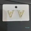 6 Style Diamond Dangle Earrings Designer Jewelry Design for Women Love Earrings Letter Earrings 18K Gold Plated Jewelry Wholesale