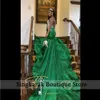 Sparkly Green Long Halter Prom Dresses 2024 voor zwarte meisjes glitter kristallen feestjurken Court Train Robe de Bal Vestido