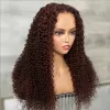 Haarprodukte rotbraun brauner versauter lockiger synthetischer 13x4 Spitze vordere Perücken für Frauen kupferrot vorgezogen mit Baby Haarspitze Schließe Perücke