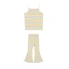 Ensembles de vêtements 2024 Baby Girls Suit Suit Ice Ice Silk Thin Children's Stripe's Striped Camisole Bell Pant
