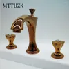 Bad Waschbecken Wasserhähne Vidric Badewanne Wasserhahn Ausstrahlwanne Badewanne Tap Öl geriebener Keramik Bronze Doppelknöpfe Deck kalt montiert