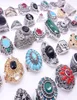 hele 50pcslot dames ringen retro antieke zilveren stenen strass rhinestone vintage sieraden ringmixstijlen gloednieuwe drop wit8386402