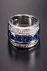 Men039S Deluxe 10K White Gold Plated Blue Sapphire Garnet Crystal Stone Band Wedding Ring for Men Women Jewlry Storlek 812 J190709679697