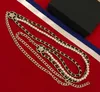 2020 Brand Fashion Party Femmes Vintage Chain de chaîne en cuir ceinture dorée Couleur or Double perles Collier Bellier Fête Fine Bijoux2100274