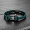 Charmarmband mkendn personaliserade herrar nautiska dubbelsträngslangarmband med u form bult lås rostfritt stål magnet spänne mens gåva y240510