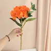 Decorative Flowers Artificial With Leaves Hydrangea Branches Silk Fake Flower Simulation Orange Hydrangeas Home Bedroom Decoration Plant