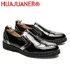 Chaussures décontractées plate-forme en cuir Men Brogue Patent Man Fashion Oxford Robe Dress Elevator Formal Club Party