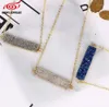 Pendant Necklaces Bar Natural Stone Blue Purple Quartz Druzy Crystal Necklace Agate Rectangle Gold Plated Chain Christmas Gift16595832