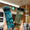 Bouteilles d'eau sportive en plastique tasse extérieure portable anti-goutte et échelle tropicale Space Space Student Jump Bottle