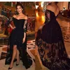 Arabic Dubai Black Lace Prom Off The Shoulder Dresses High Low Evening Formal Plus Size Party Gowns 2018 New 0510