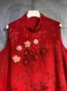 Robes décontractées dldenghan robe de printemps d'été Femmes Stand Collirs sans manches Appliques de mode chinois Jacquard Fashion Designer
