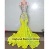 Sparkly Diamonds Yellow Prom Dresses For Black Girls Crystal Beading Rhinestones Sequins Birthday Party Dress special Reception