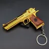 Golden Color Desert Eagle Pistol Gun Models 1:3 Keychain Pendants For Car Key Keychain Ring Metal Gun Hanging Decoration Miniature Model Ornaments Toy 064